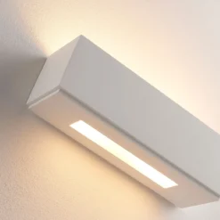 Aplique de pared Benno, 29 cm, yeso, blanco, angular, G9