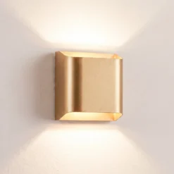 Aplique de pared Bera, color dorado, 15 x 15 cm, metal, G9