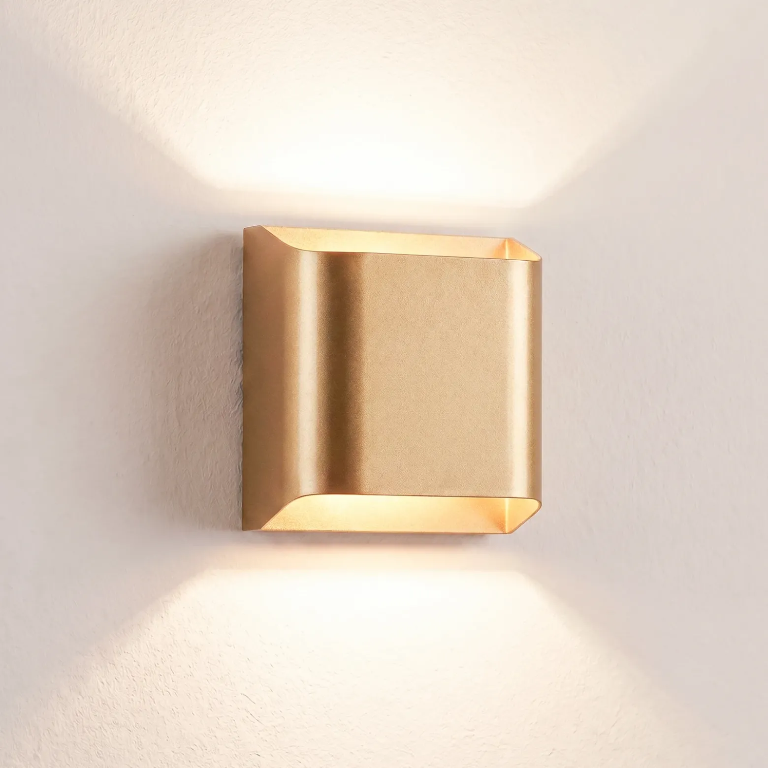 Aplique de pared Bera, color dorado, 15 x 15 cm, metal, G9