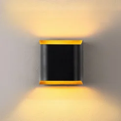 Aplique de pared Bera, negro, 15 x 15 cm, metal, G9