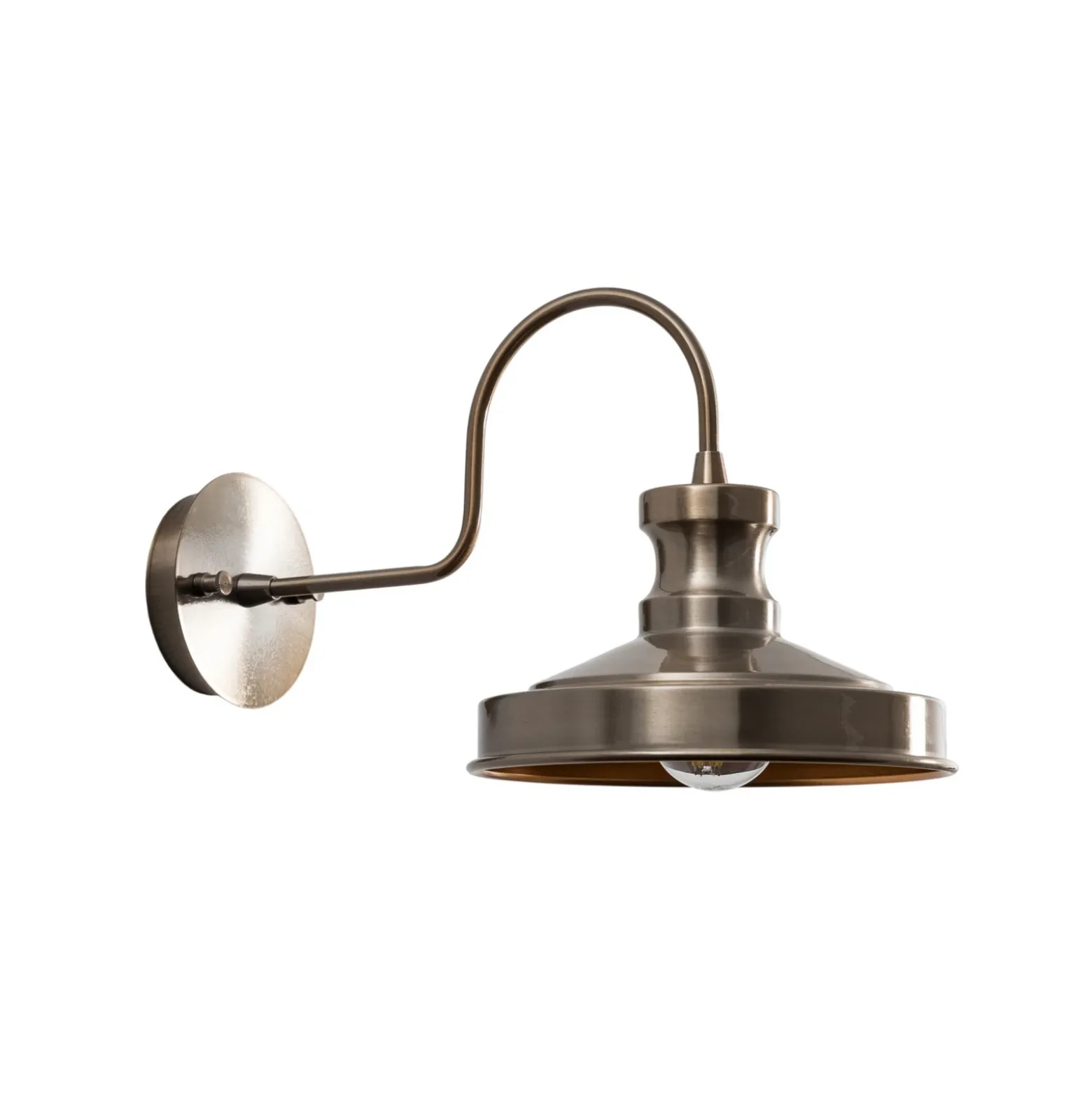 Aplique de pared Berceste, latón envejecido, metal, altura 23 cm, E27