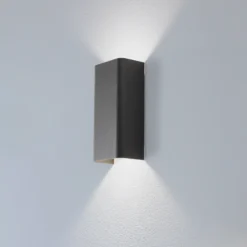 Aplique de pared Bergen, gris oscuro, metal, 23 cm de alto, GU10
