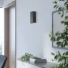 Aplique de pared Bergen, gris oscuro, metal, 23 cm de alto, GU10