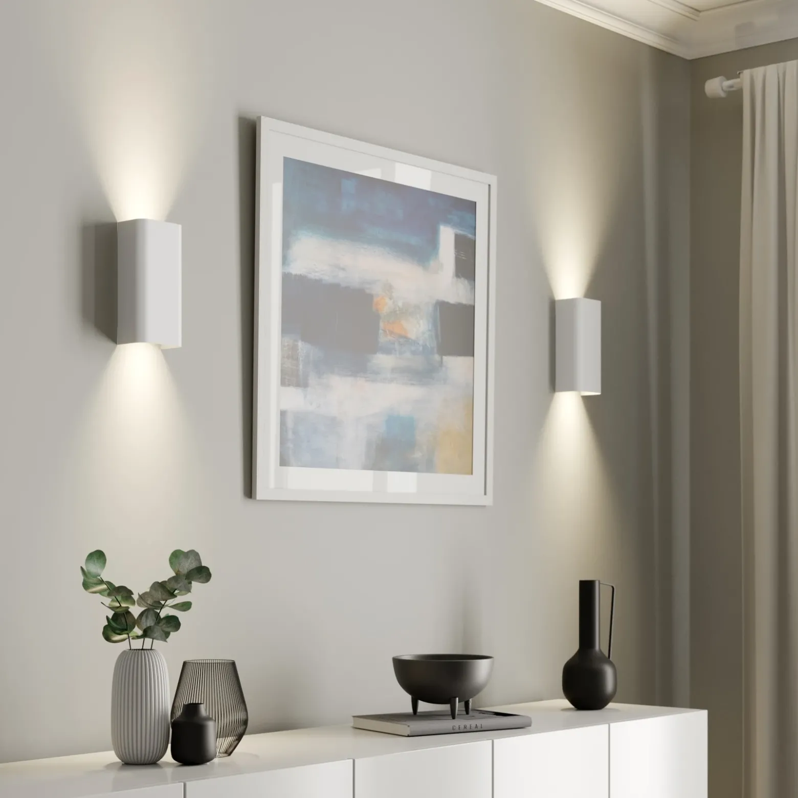 Aplique de pared Bergen up & down, blanco