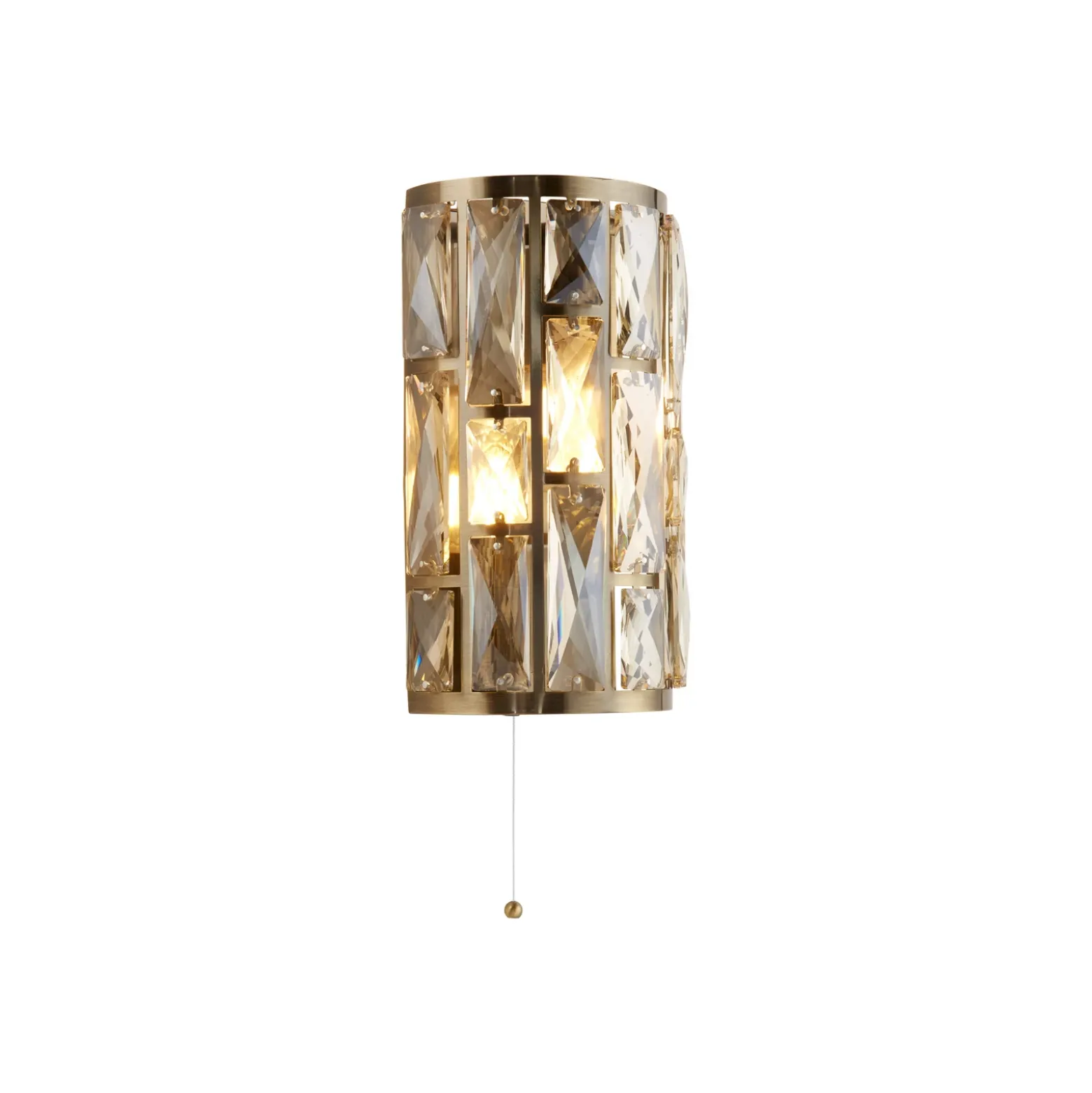 Aplique de pared Bijou de latón 2 luces interruptor con cable de cristal