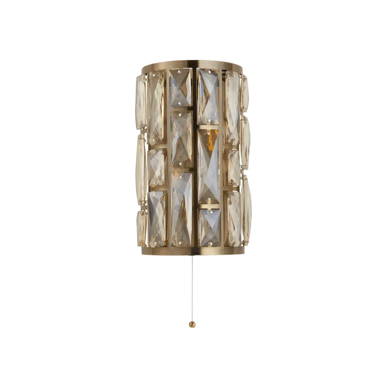 Aplique de pared Bijou de latón 2 luces interruptor con cable de cristal