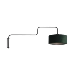 Aplique de pared Bloeba, negro/verde, saliente 140 cm, terciopelo