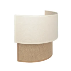 Aplique de pared Boho, blanco/yute, altura 22 cm, tejido, E27