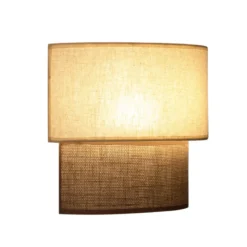 Aplique de pared Boho, blanco/yute, altura 22 cm, tejido, E27