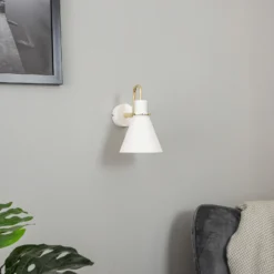 Aplique de pared Bona, blanco-latón