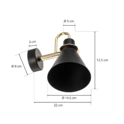 Aplique de pared Bona, negro-latón
