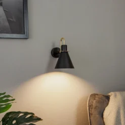 Aplique de pared Bona, negro-latón
