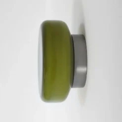 Aplique de pared BonBon, verde, Ø 16 cm, cristal