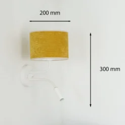 Aplique de pared, cable, blanco/amarillo mostaza, brazo de lectura