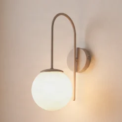 Aplique de pared Cambridge, beige, altura 34 cm, metal/vidrio, E14