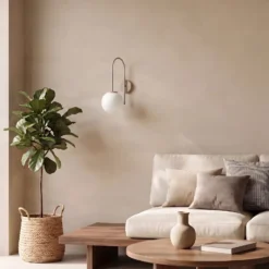 Aplique de pared Cambridge, beige, altura 34 cm, metal/vidrio, E14
