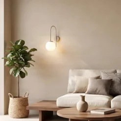 Aplique de pared Cambridge, beige, altura 34 cm, metal/vidrio, E14