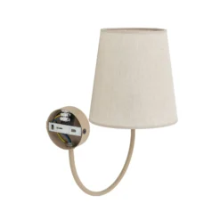 Aplique de pared Candi, beige/arena, lino, 34 cm de altura, E27