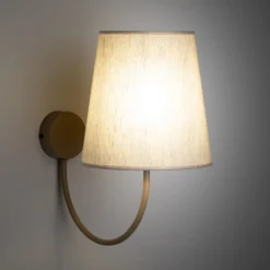 Aplique de pared Candi, beige/arena, lino, 34 cm de altura, E27