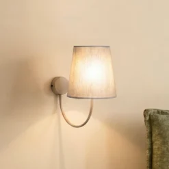 Aplique de pared Candi, beige/arena, lino, 34 cm de altura, E27