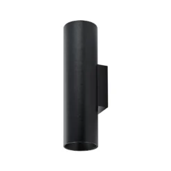 Aplique de pared CAN, negro, 2 luces, altura 22 cm, metal, GU10
