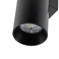 Aplique de pared CAN, negro, 2 luces, altura 22 cm, metal, GU10