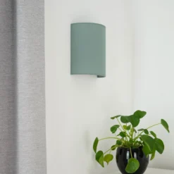 Aplique de pared Celine, salvia, tela, E27