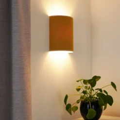 Aplique de pared Celine, Soro, amarillo mostaza, tela, E27
