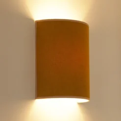 Aplique de pared Celine, Soro, amarillo mostaza, tela, E27