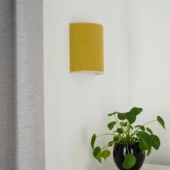 Aplique de pared Celine, Soro, amarillo mostaza, tela, E27