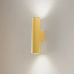 Aplique de pared Cerro, amarillo, acero, Ø 6 cm, arriba/abajo
