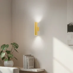 Aplique de pared Cerro, amarillo, acero, Ø 6 cm, arriba/abajo
