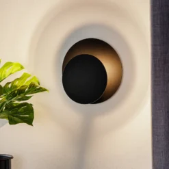 Aplique de pared Circle en forma redonda, negro