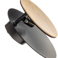 Aplique de pared Circle en negro con placa decorativa de madera