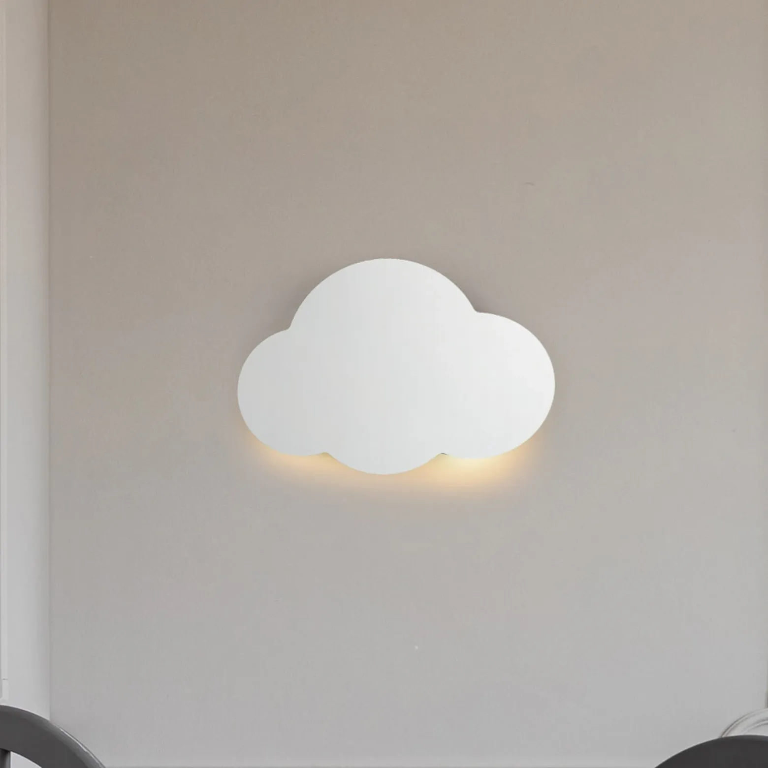 Aplique de pared Cloud, blanco, acero, luz indirecta, 38 x 27 cm