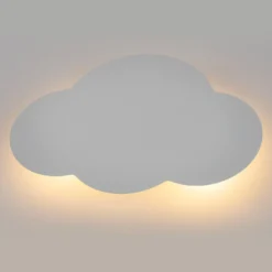 Aplique de pared Cloud, blanco, acero, luz indirecta, 38 x 27 cm