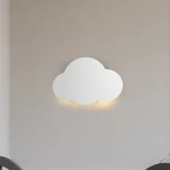 Aplique de pared Cloud, blanco, acero, luz indirecta, 38 x 27 cm