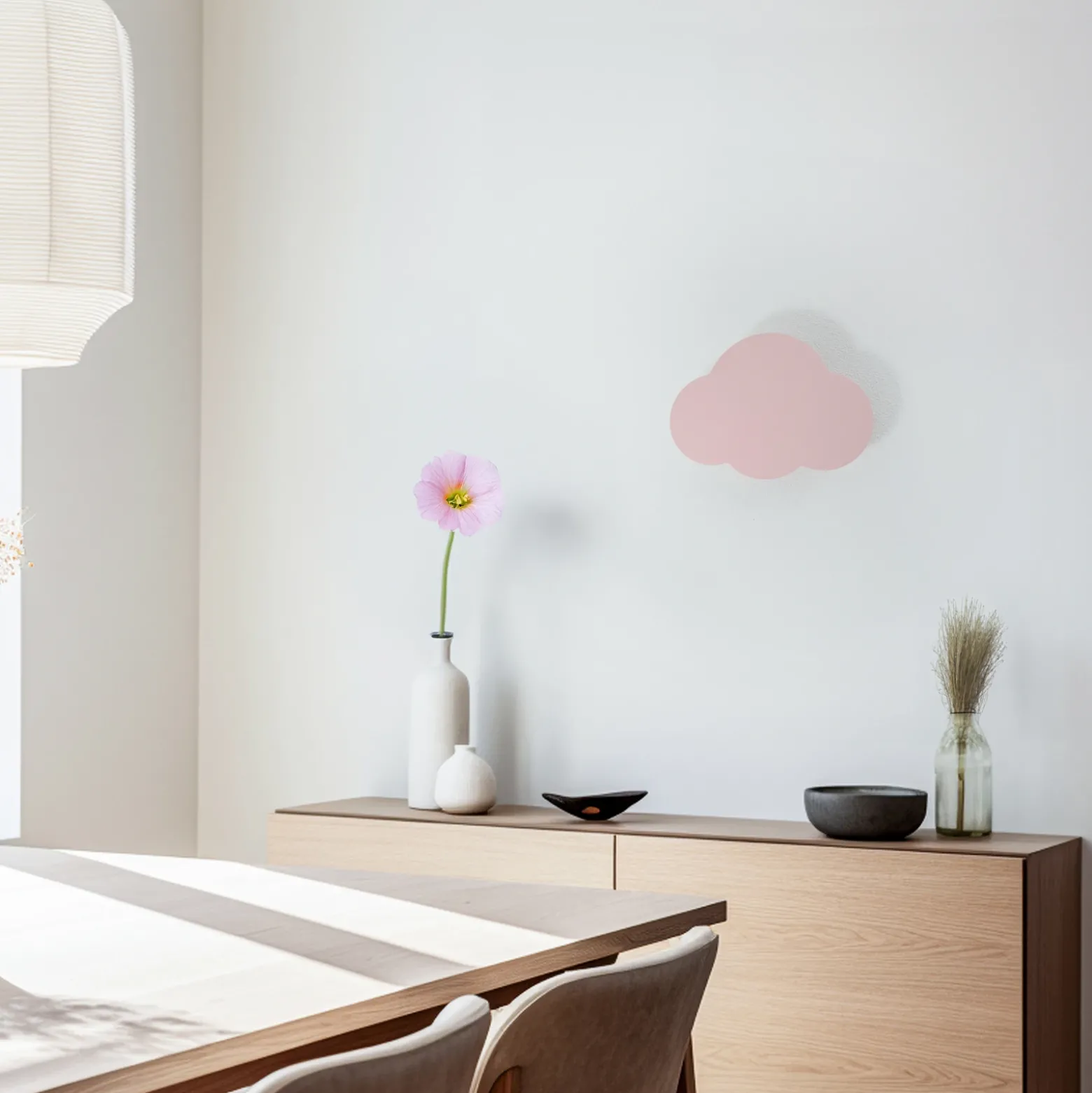 Aplique de pared Cloud, rosa, 38 cm de ancho, metal, nube, G9