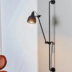 Aplique de pared 997 con enchufe, de 1 luz, negro
