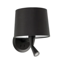 Aplique de pared Conga con lámpara de lectura LED, negro