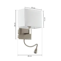 Aplique de pared 6519 con lámpara de lectura LED, plata satinada