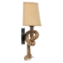 Aplique de pared Corda con pantalla textil y decoración de cuerda