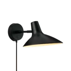 Aplique de pared corto Darci, proyección 33,5 cm, negro