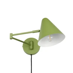 Aplique de pared Cosima, verde, saliente 54 cm, metal