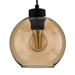 Aplique de pared Cubus, negro/ámbar, cristal, Ø 18 cm, E27