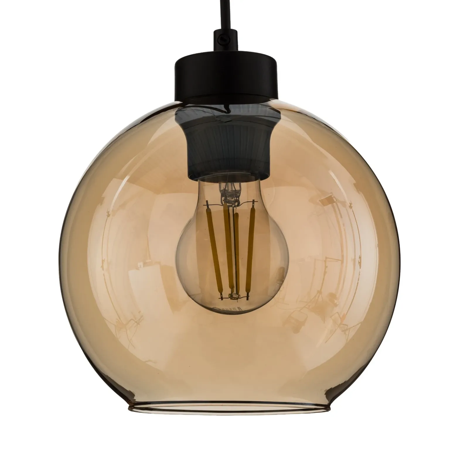 Aplique de pared Cubus, negro/ámbar, cristal, Ø 18 cm, E27