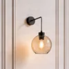 Aplique de pared Cubus, negro/ámbar, cristal, Ø 18 cm, E27