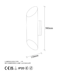 Aplique de pared Cut 11810, negro, metal, altura 30 cm, arriba/abajo