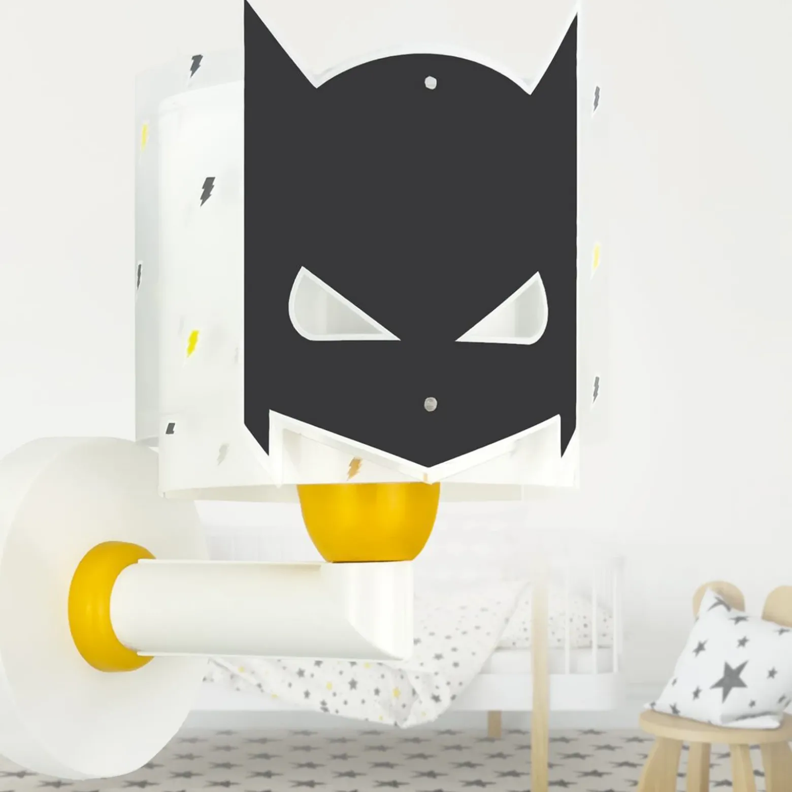 Aplique de pared Dalber Dark Hero con enchufe, blanco/negro