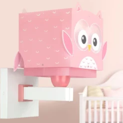 Aplique de pared Dalber Little Owl con enchufe, rosa